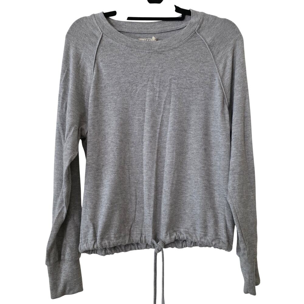 UGG Gray Long-sleeve Knit Pullover with Adjustable Drawstring Hem Size Large